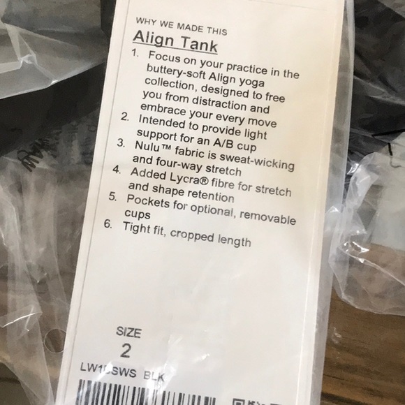 NEW Align tank BLACK sz 2, 4, 6 LULULEMON - Picture 2 of 3